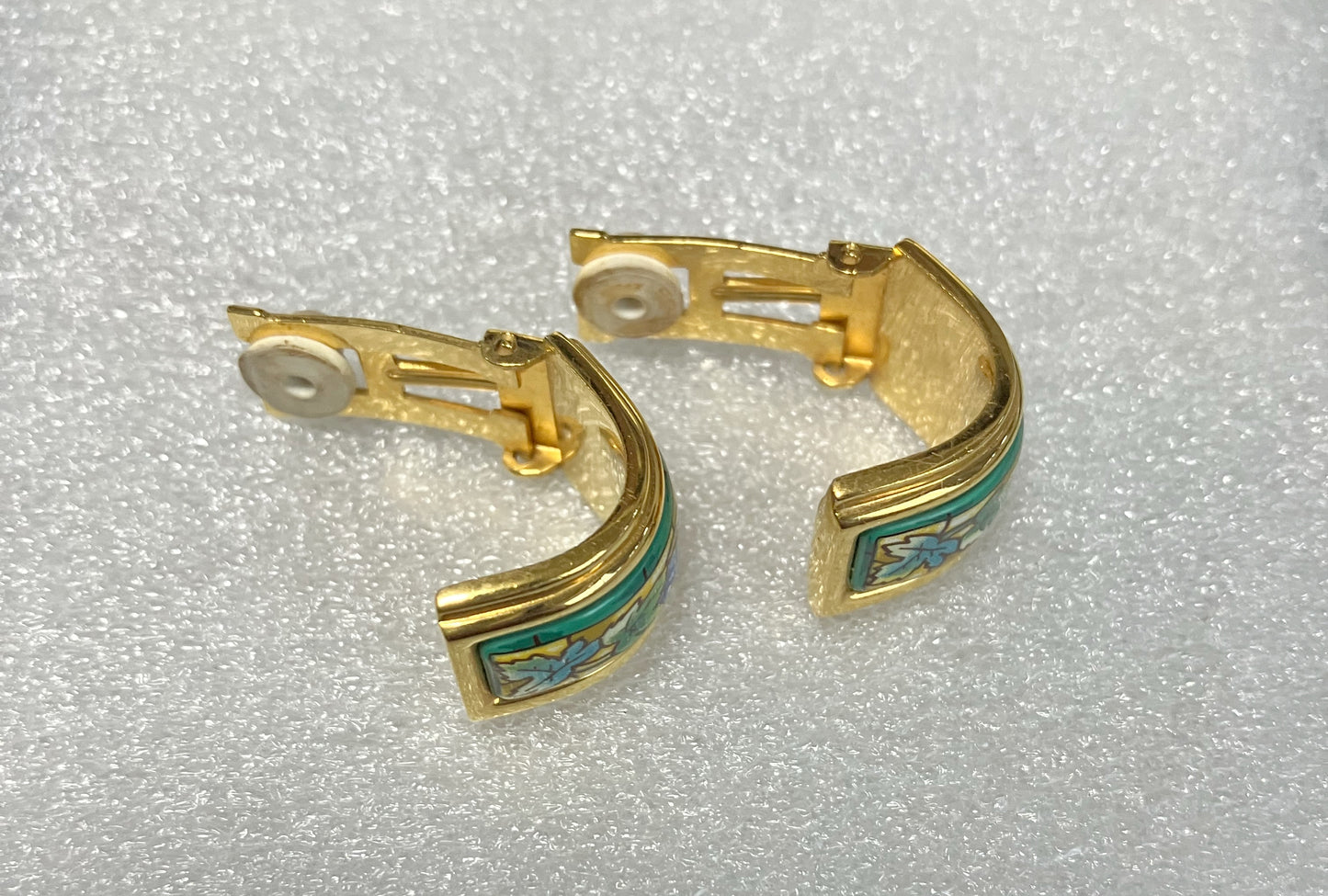 HERMES Cloisonné Enamel Clip-On Earrings – Grape Motif