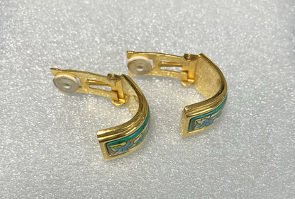HERMES Cloisonné Enamel Clip-On Earrings – Grape Motif