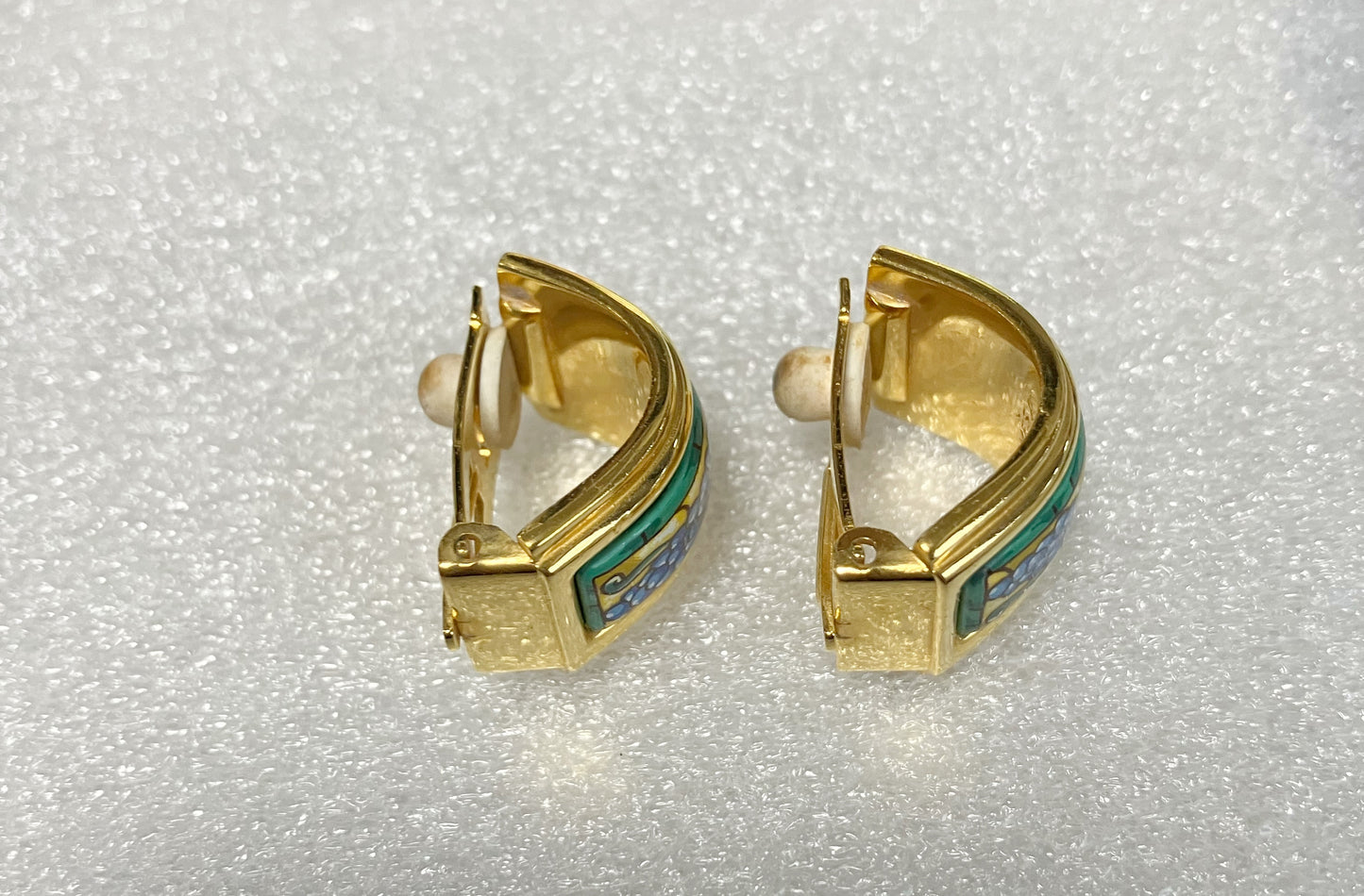 HERMES Cloisonné Enamel Clip-On Earrings – Grape Motif